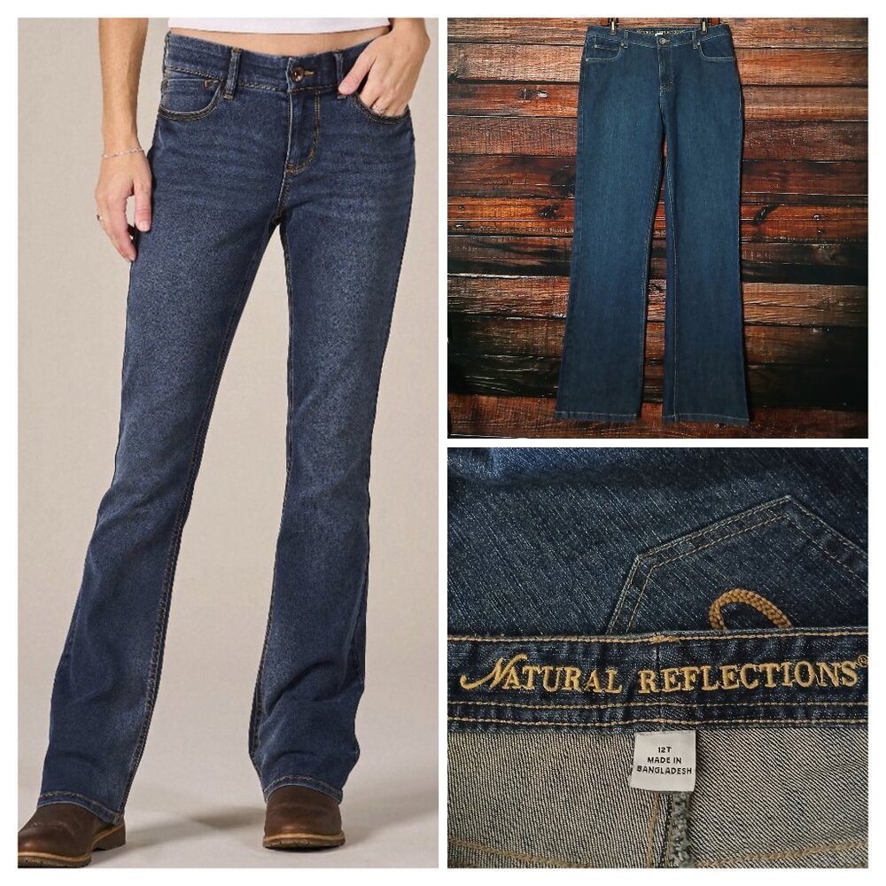 Natural Reflections Jeans 12 Tall Boot Cut Mid Rise Dark Wash Denim